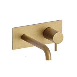LAVABO MURAL TRIVERDE AVEC PLAQUE BEC 18 CM OR BROSSE