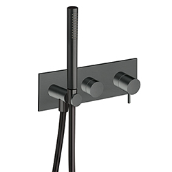 $ FACADE EXTERNE TRIVERDE DOUCHE MURALE 2 SORTIES BLACK EX TV608