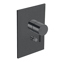 FACADE LAITON MITIGEUR DOUCHE TRIVERDE 2 SORTIES CHROME NOIR BROSSE