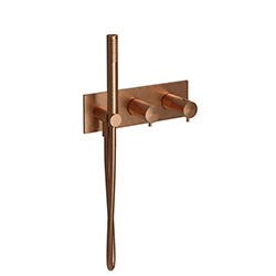 FACADE DOUCHE THERMOSTATIQUE 2 SORTIES OR ROSE BROSSE