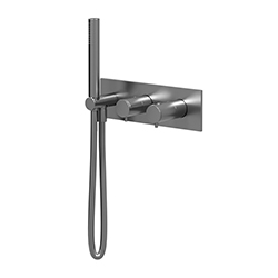 FACADE DOUCHE THERMOSTATIQUE 2 SORTIES METAL BROSSE