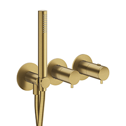 FACADE DOUCHE BAIN DOUCHE THERMOSTATIQUE 2 SORTIES OR BROSSE