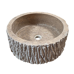 VASQUE EN PIERRE BOL À POSER SABLE Ø 420MM