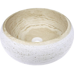 VASQUE EN PIERRE RONDE D42 H15 CM SABLE RAYE