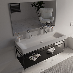 LAVABO CERAMIQUE CENTO A POSER OU A SUSPENDRE 120-45 CM 2 TROUS