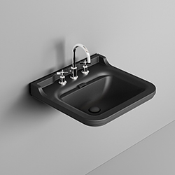LAVABO CERAMIQUE WALDORF 60-55 CM PERCAGE 3 TROUS NOIR MATT