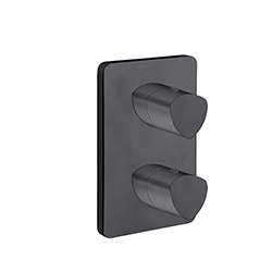 FACADE EXTERNE PROFILO LAITON THERMOSTATIQUE 2 SORTIES CHROME BLACK