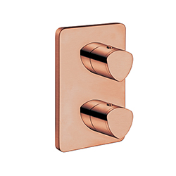 FACADE EXTERNE PROFILO LAITON THERMOSTATIQUE 2 SORTIES OR ROSE BROSSE