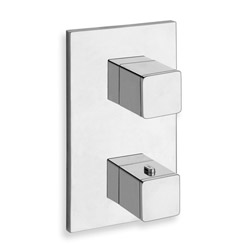 $ FACADE EXTERNE QUADRI LAITON THERMOSTATIQUE 2 SORTIES CHROME