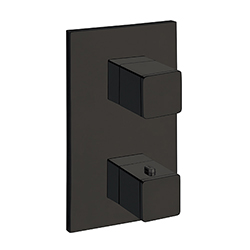 FACADE EXTERNE QUADRI LAITON THERMOSTATIQUE 2 SORTIES CHROME NOIR 