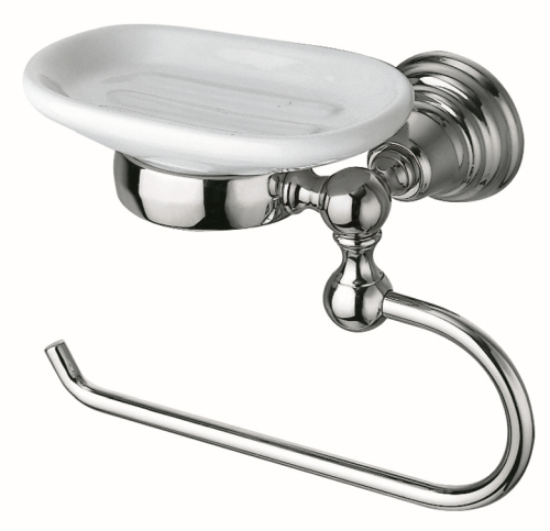 #PORTE SERVIETTE MUSEO AVEC PORTE SAVON CERAMIQUE CHROME