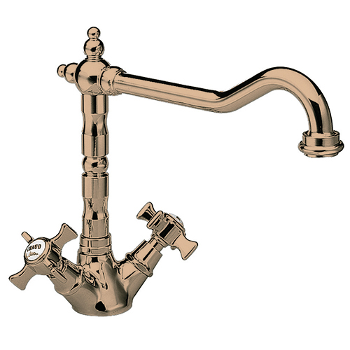 #EVIER CHAMBORD RETRO BEC POTENCE MOBILE OR ROSE#