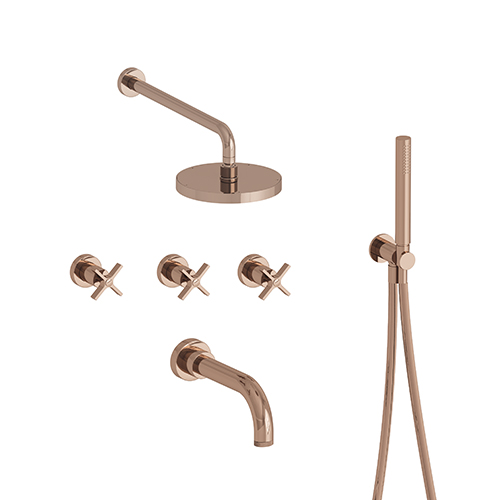 BAIN/DOUCHE ENCASTRE 3 SORTIES CROSS ROAD COMPLET OR ROSE***FIN
