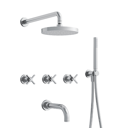 BAIN/DOUCHE ENCASTRE 3 SORTIES CROSS ROAD COMPLET CHROME