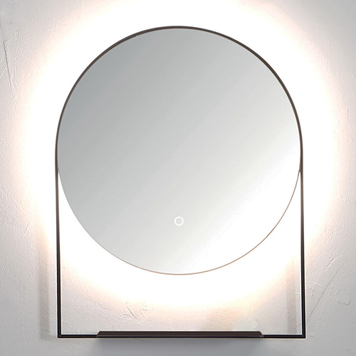 MIROIR ROND AVEC TABLETTE 60 BLACK MAT SENSOR ON/OFF