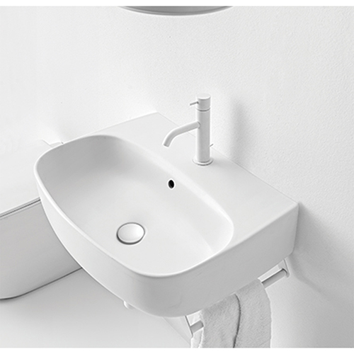 #LAVABO SUSPENDU NOLITA AVEC PLAGE 50X45 WHITE MAT
