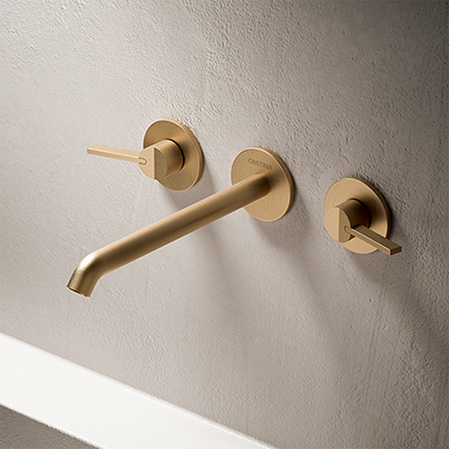 MELANGEUR LAVABO MURAL 3 TROU OR ROSE BROSSE PVD