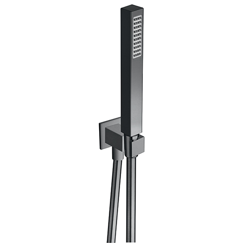 ENSEMBLE APPLIQUE PRISE D'EAU DOUCHETTE FLEXIBLE CARRE CHRO NOIR BROS