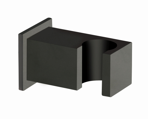SUPPORT DOUCHETTE CARRE MURAL CHROME NOIR BROSSE