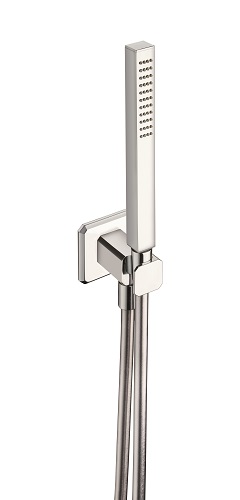 ENSEMBLE APPLIQUE PRISE D'EAU DOUCHETTE FLEXIBLE CARRE CHROME