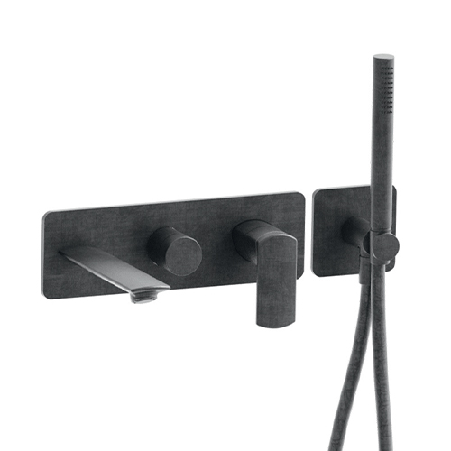 BAIN DOUCHE MURAL PROFILO ENCASTRE 2 SORTIES CHROME NOIR BROSSE