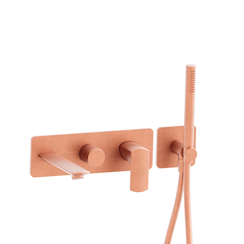 BAIN DOUCHE MURAL PROFILO ENCASTRE 3 SORTIES OR ROSE BROSSE