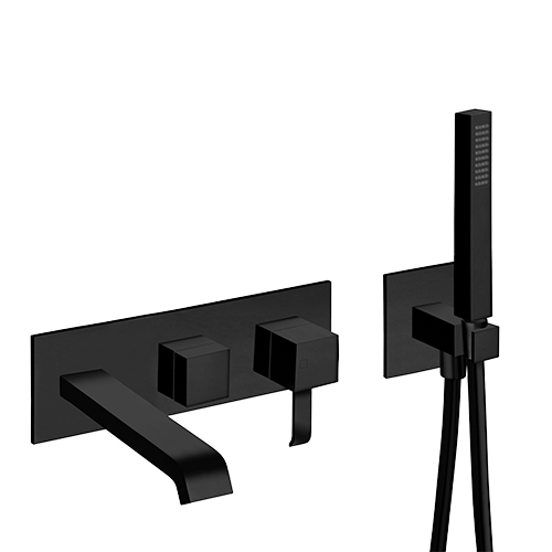 FACADE EXTERNE QUADRI BAIN DOUCHE MURAL 2 SORTIES BLACK MAT EX QM108