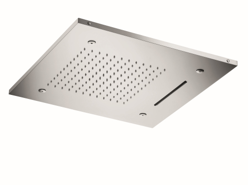 DOUCHE PLAFOND CARREE CHROMOTHERAPIE 50 CM PLUIE+CASCADE+BRUMISATEUR