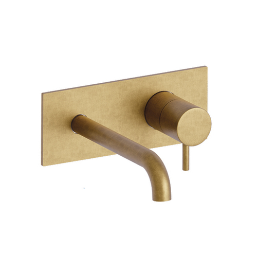 LAVABO MURAL TRIVERDE AVEC PLAQUE BEC 18 CM OR BROSSE