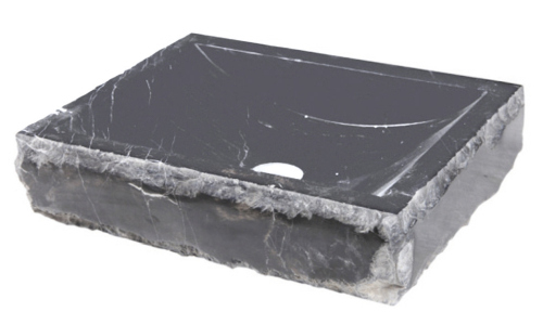 #VASQUE EN PIERRE RECTANG 40/45/10 CM NOIR***FIN CATALOGUE