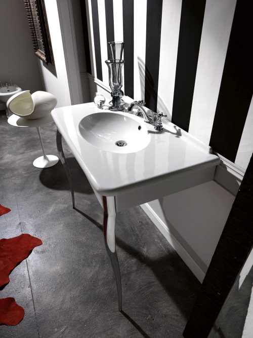 #LAVABO RETRO PARIGI 100-55 CM AVEC PIEDS METAL CHROME 3 TROUS***/FIN