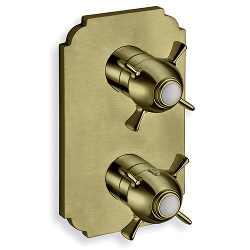 FACADE EXTERNE CHAMBORD LAITON THERMOSTATIQUE 2 SORTIES VIEUX BRONZE