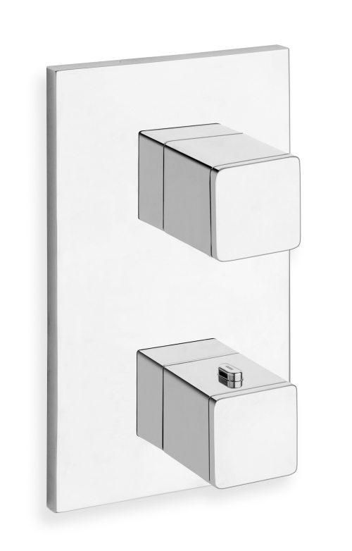 $ FACADE EXTERNE QUADRI LAITON THERMOSTATIQUE 2 SORTIES CHROME