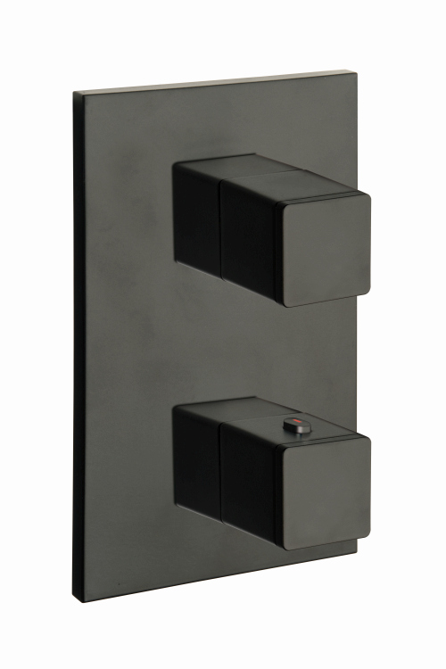 FACADE EXTERNE QUADRI LAITON THERMOSTATIQUE 3 SORTIES NOIR