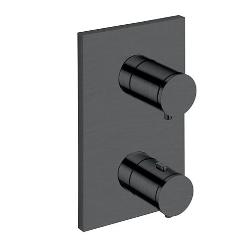 FACADE EXTERNE TRIVERDE LAITON 2 SORTIES CHROME NOIR BROSSE