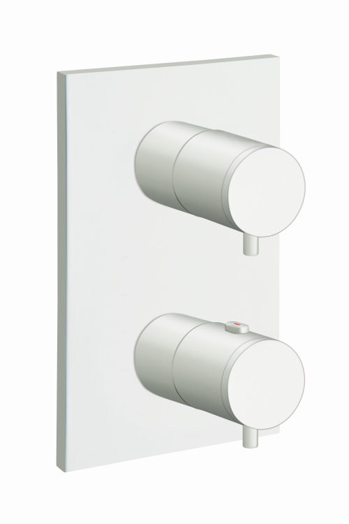 FACADE EXTERNE TRIVERDE LAITON THERMOSTATIQUE 3 SORTIES BLANC
