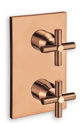 #DOUCHE FACADE LAITON ENCASTREE EXECUTIVE THERMO 2 SORTIES OR ROSE BR
