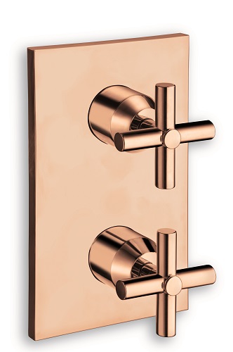 #DOUCHE FACADE LAITON ENCASTREE EXECUTIVE THERMO 2 SORTIES OR ROSE
